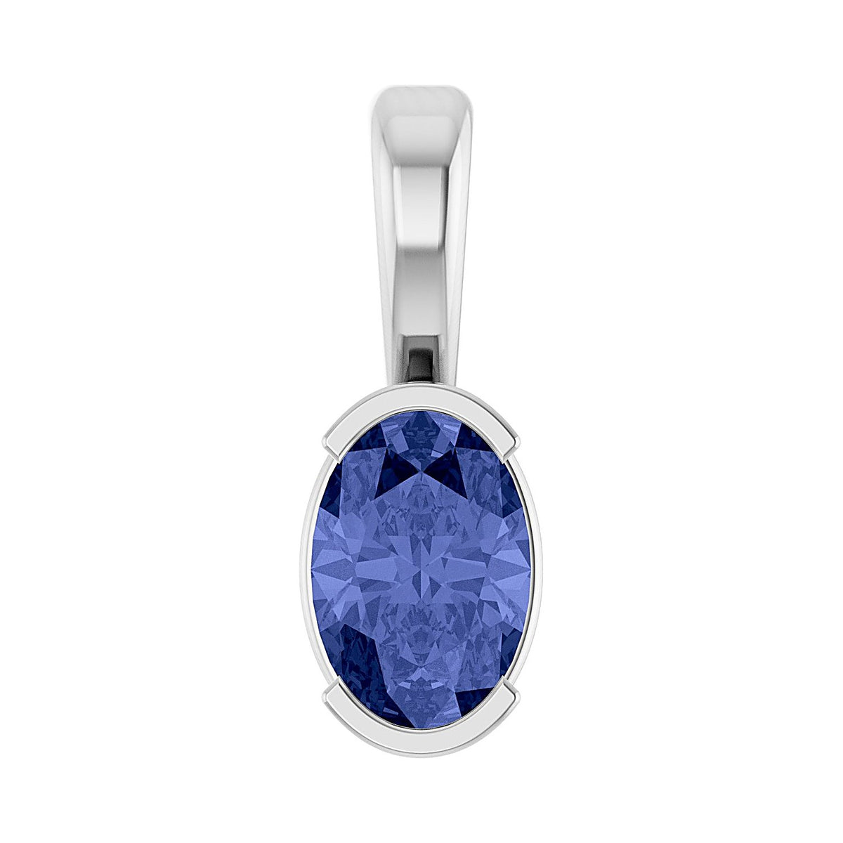 Oval Tanzanite Pendant in 14K White Gold