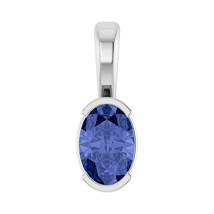 Oval Tanzanite Pendant in 14K White Gold