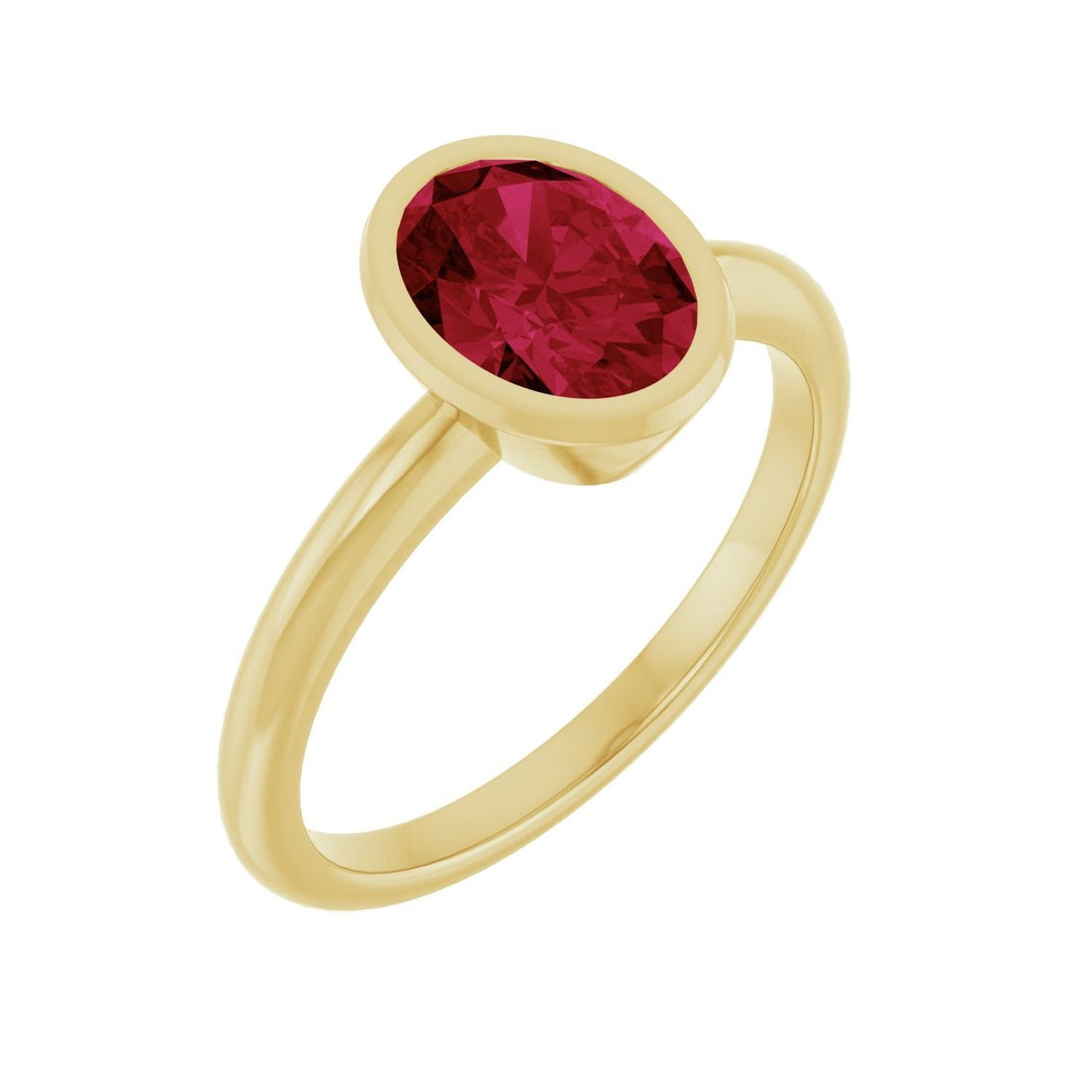 oval ruby bezel ring in 14k Yellow Gold