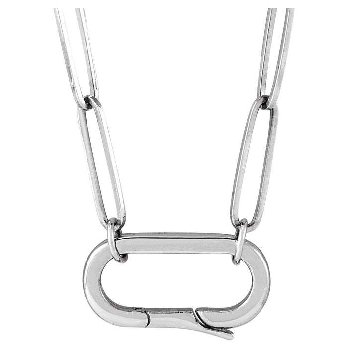 Paperclip Charm Necklace in 14K White Gold