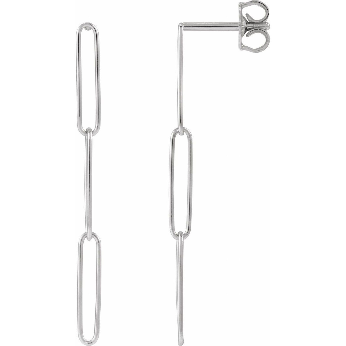 Paperclip Earrings in 14k white gold