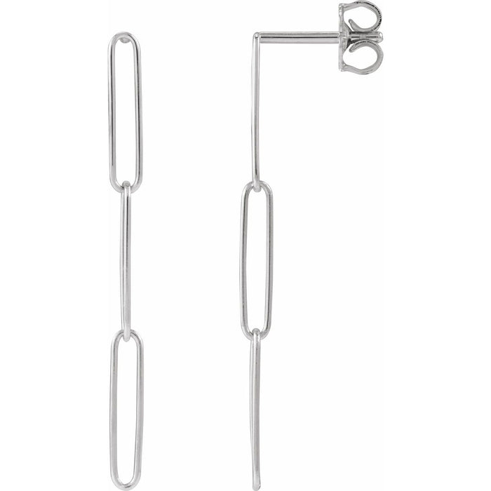 Paperclip Earrings in 14K White Gold