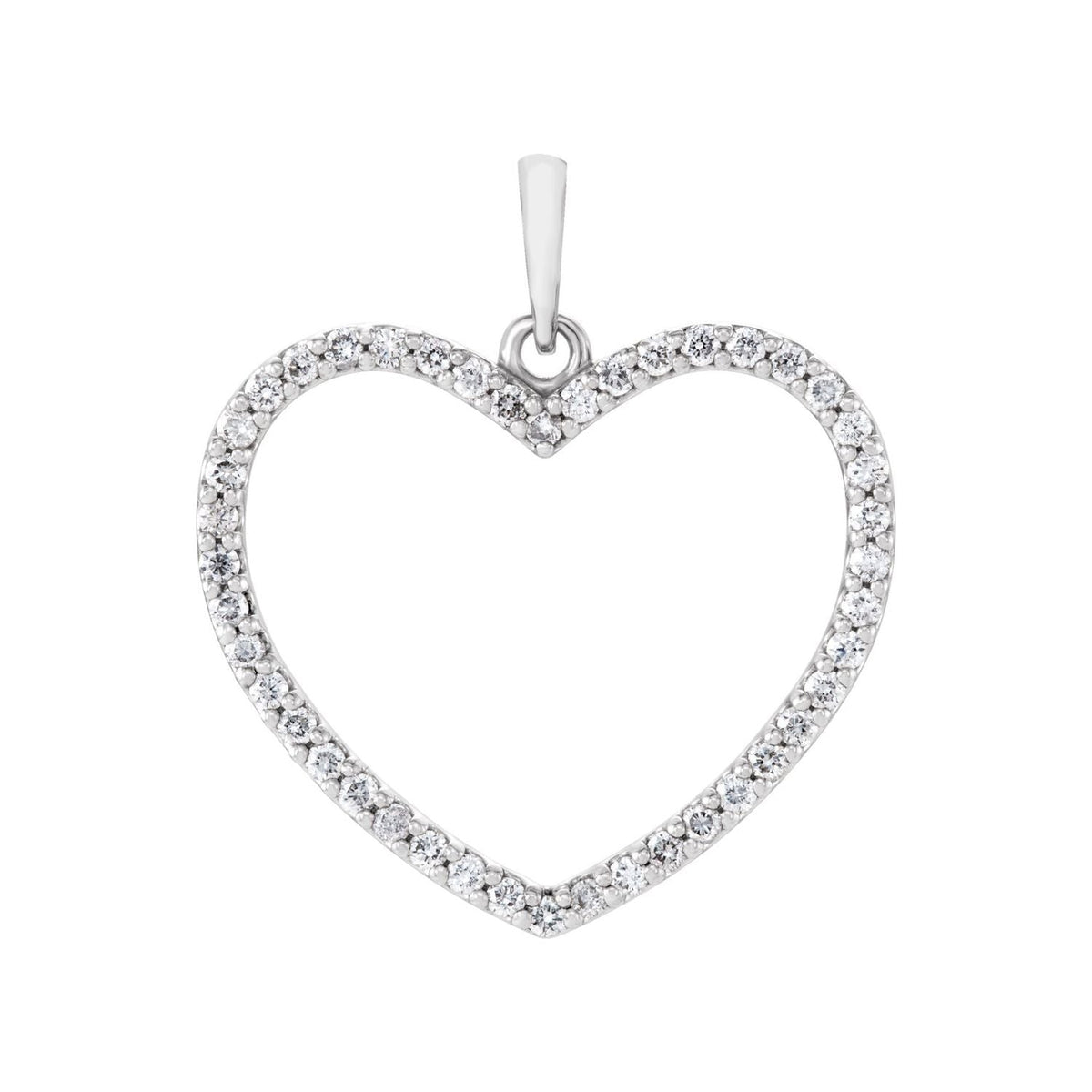 Pave Diamond Heart Pendant in 14K White Gold