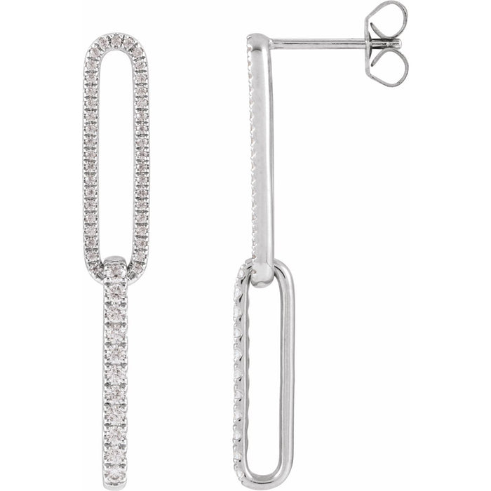 Pavé Elongated Link Lab-Grown Diamond Drop Earrings (1/2 ctw) in 14K White Gold