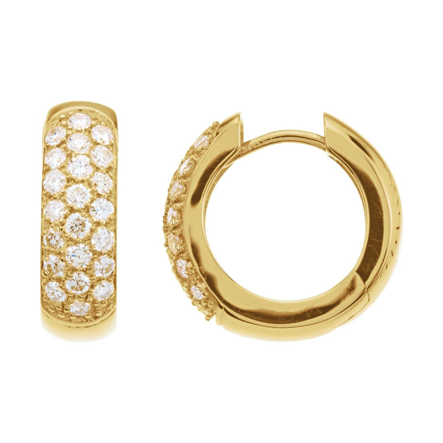 14K Yellow Gold Pave Lab-Grown Diamond Hoop Earrings (7/8 ct tw)