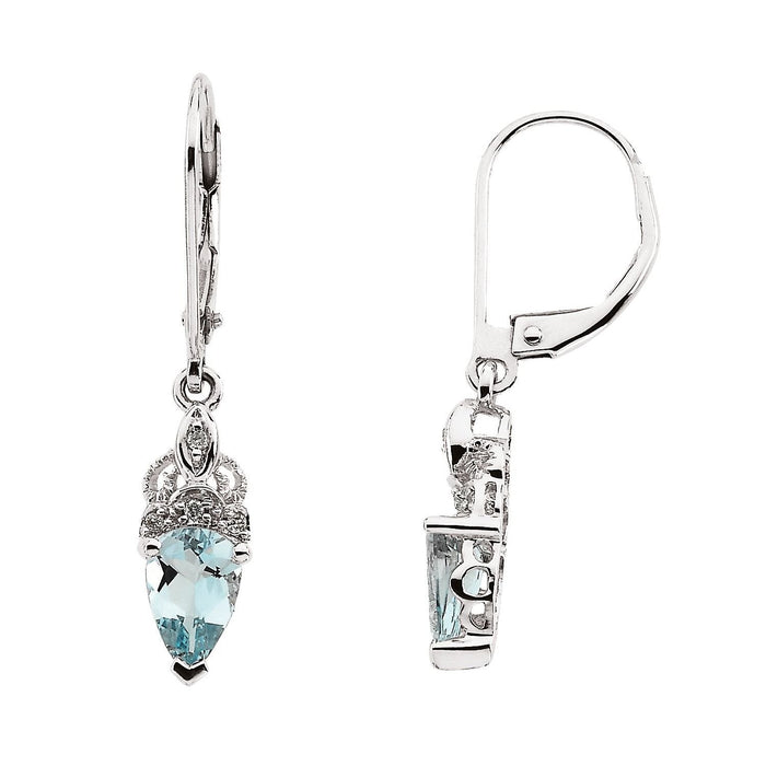pear aquamarine earrings in 14k White Gold