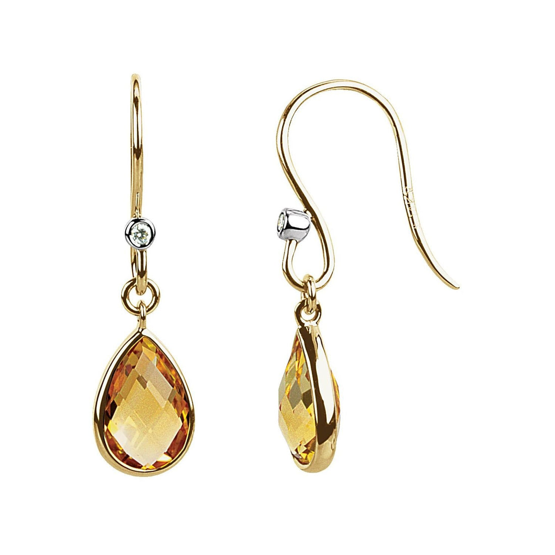 pear citrine earrings in 14k Yellow Gold