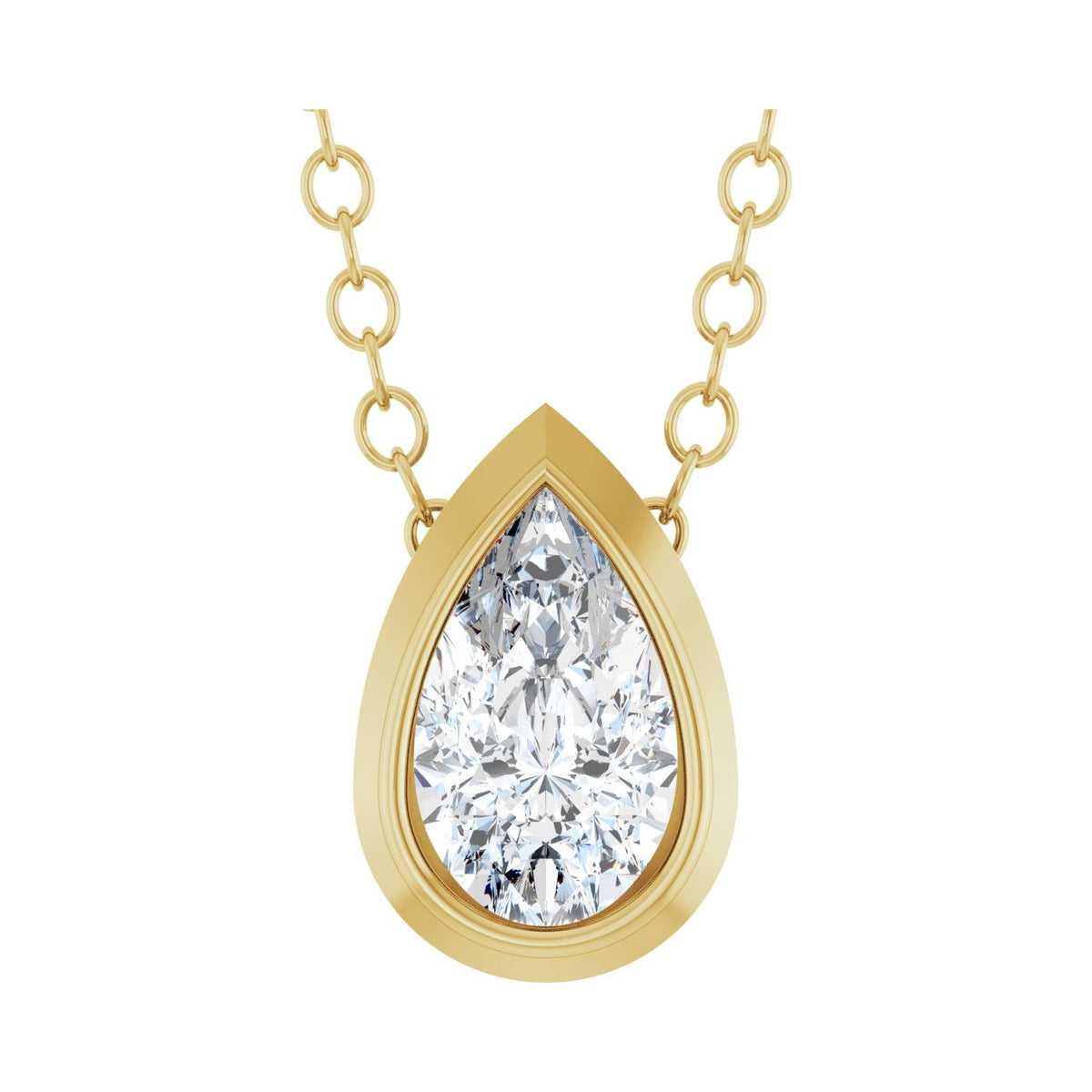 Pear Lab-Grown Diamond Solitaire Necklace in 14K Yellow Gold, 1/5 ct
