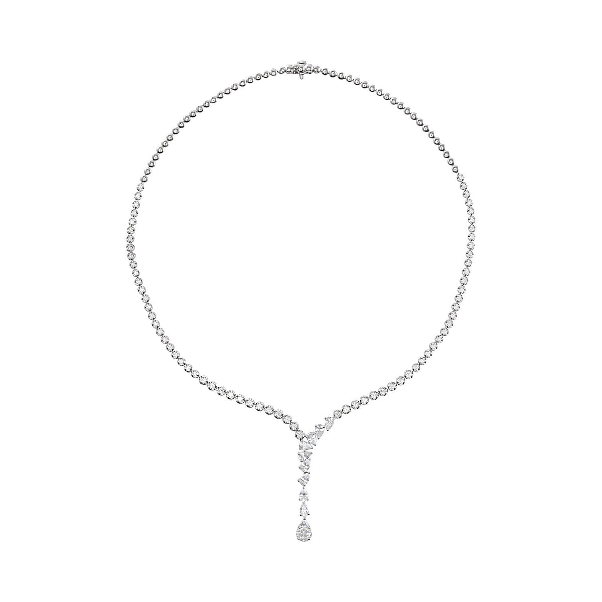 pear lab-grown diamond tennis necklace in 14k white gold