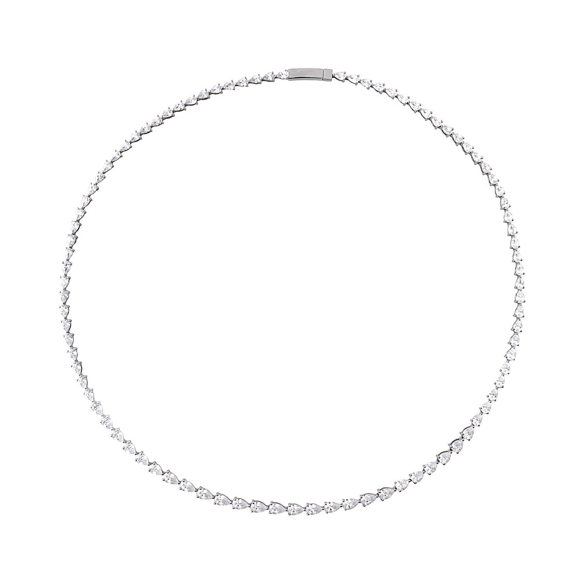 pear lab-grown diamond tennis necklace in 14k white gold