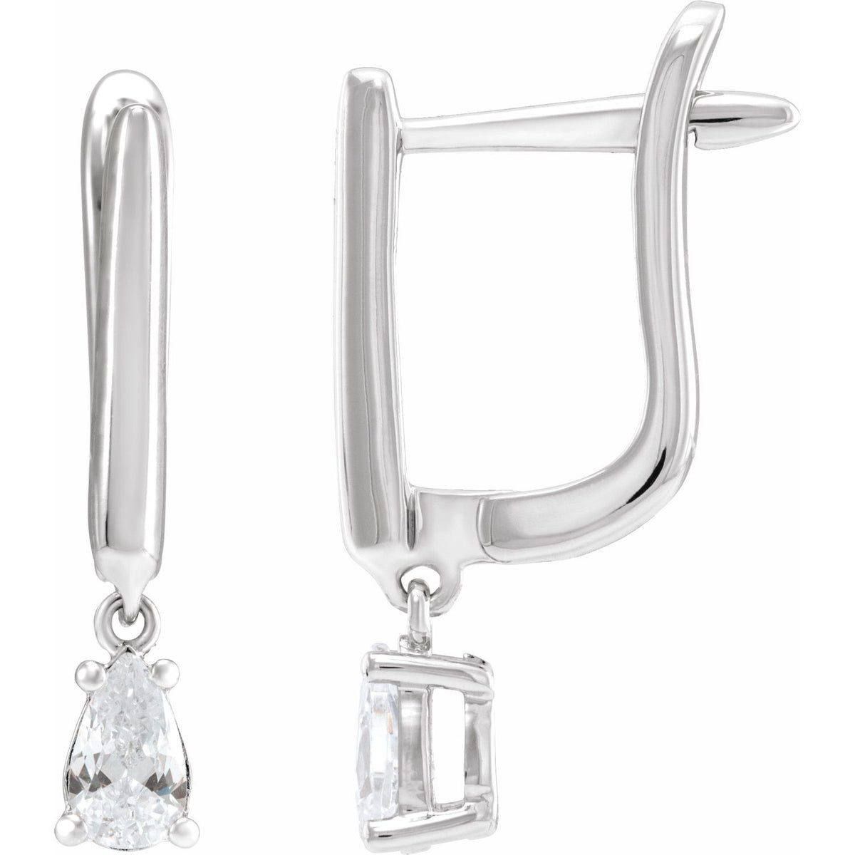 Pear Lever-Back Lab-Grown Diamond Drop Earrings (1/2 ctw) in 14K White Gold