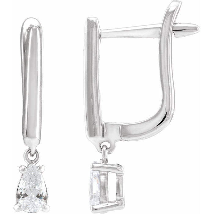 Pear Lever-Back Lab-Grown Diamond Drop Earrings (1/2 ctw) in 14K White Gold