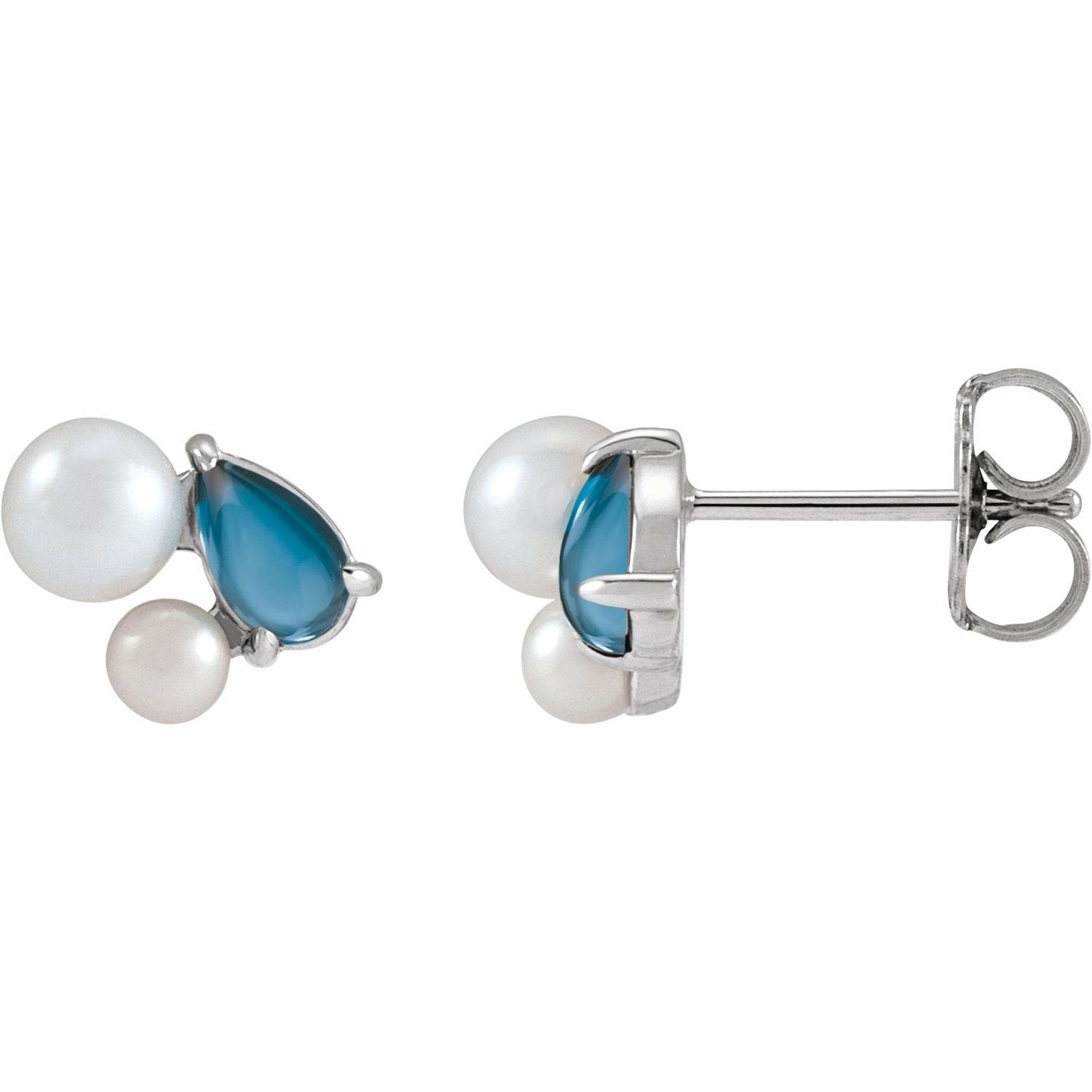 pear london blue topaz earrings in 14k White Gold