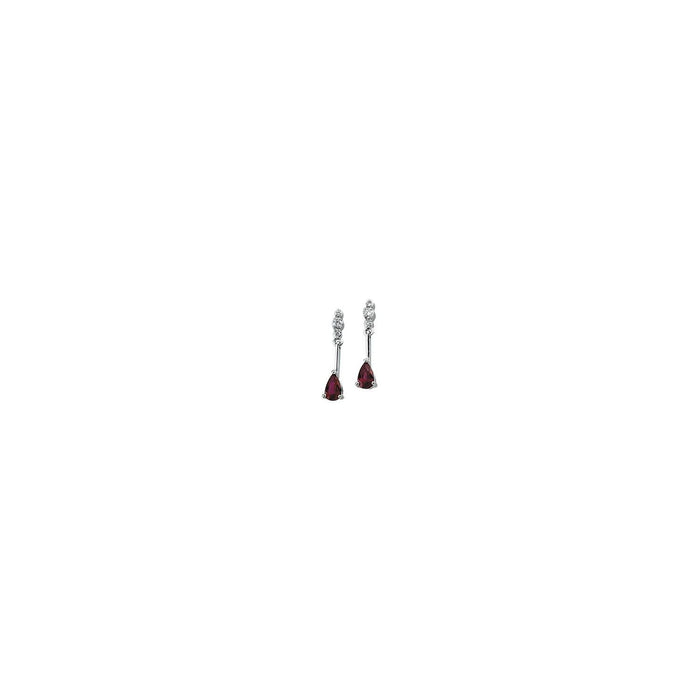 pear natural ruby & diamond earrings in 14k White Gold