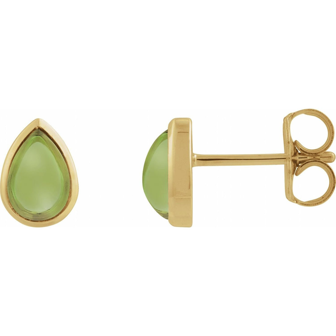 pear peridot cabochon earrings in 14k Yellow Gold