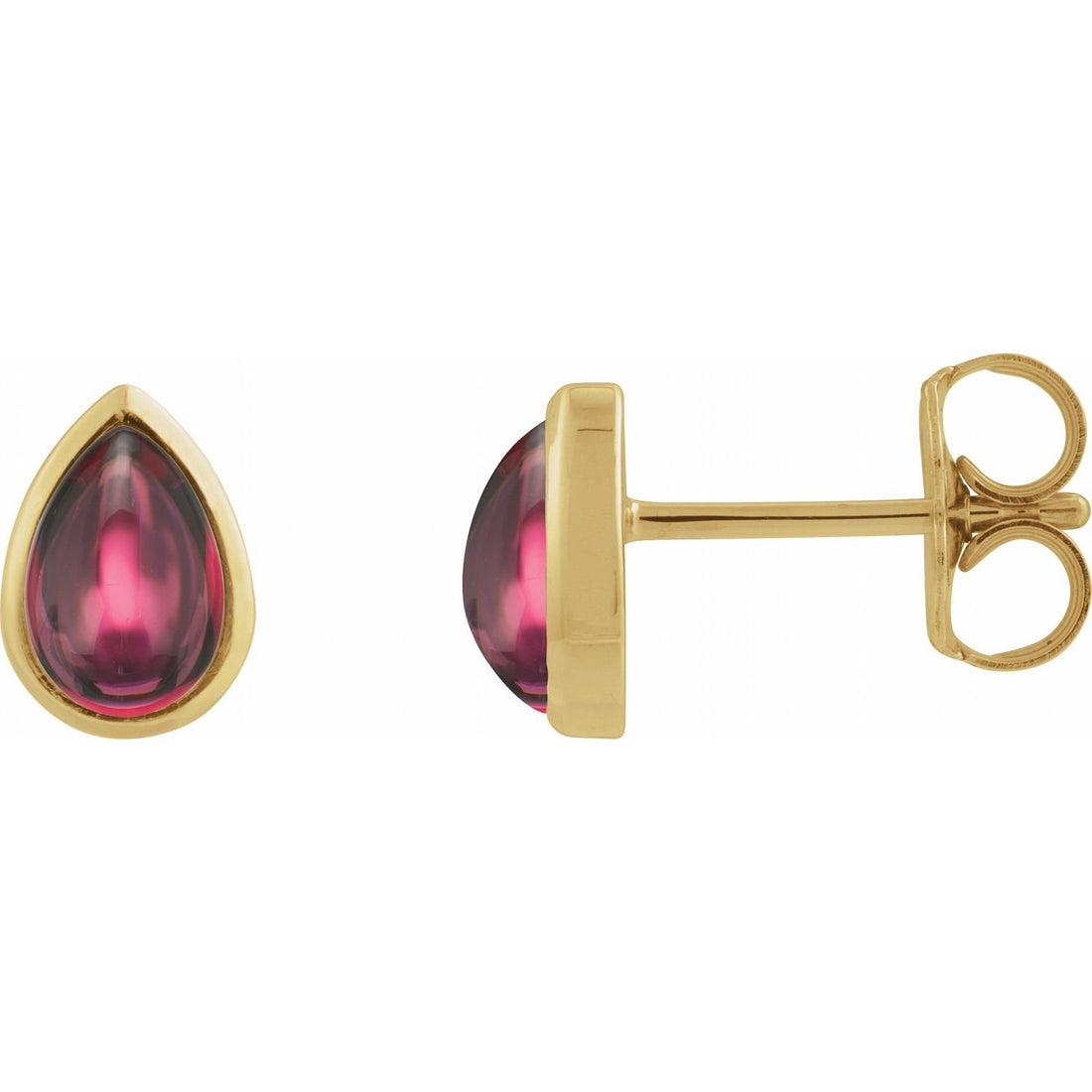 pear rhodolite garnet earrings in 14k Yellow Gold