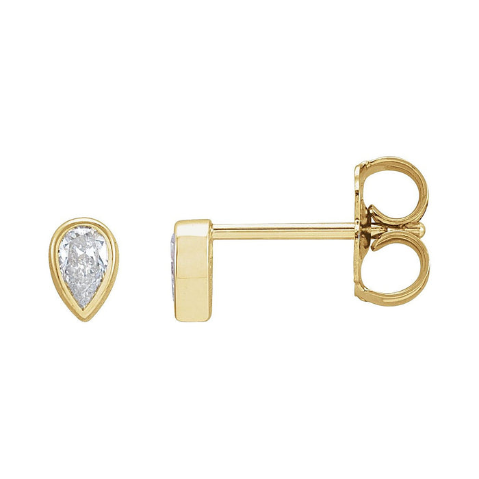 Pear-Shaped Lab-Grown Diamond Bezel Stud Earrings
