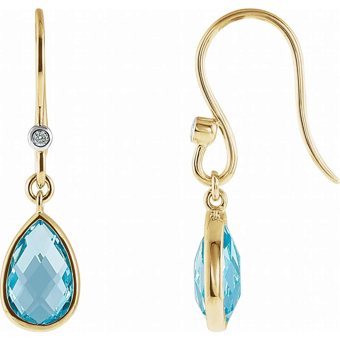 pear swiss blue topaz earrings in 14k Yellow Gold