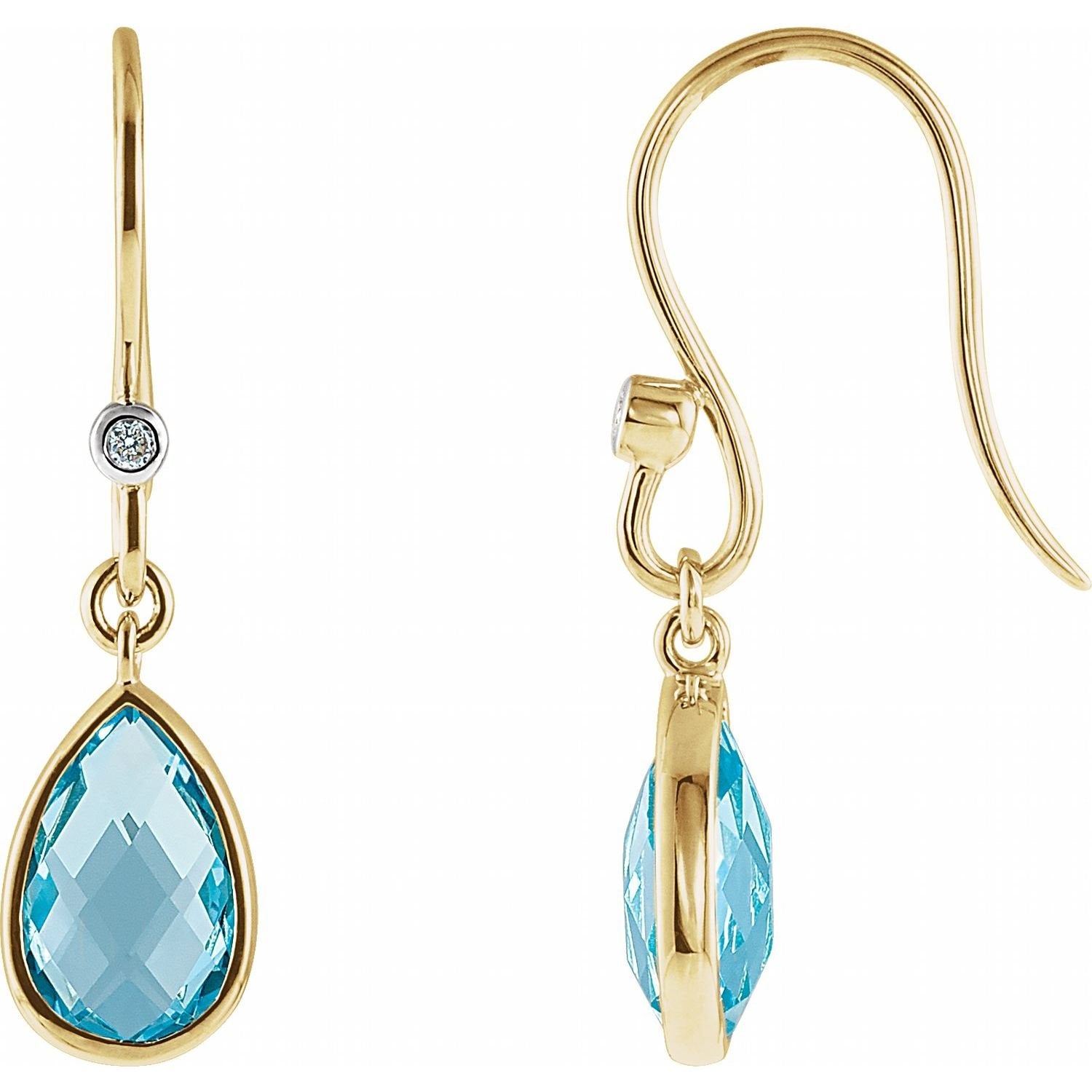 pear swiss blue topaz earrings in 14k Yellow Gold