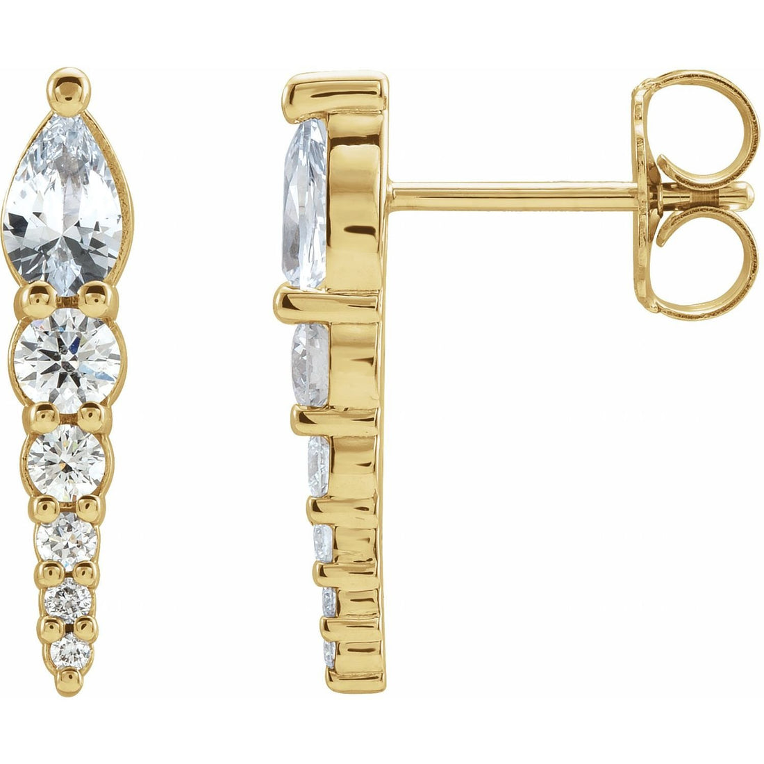 pear white sapphire earrings in 14k Yellow Gold