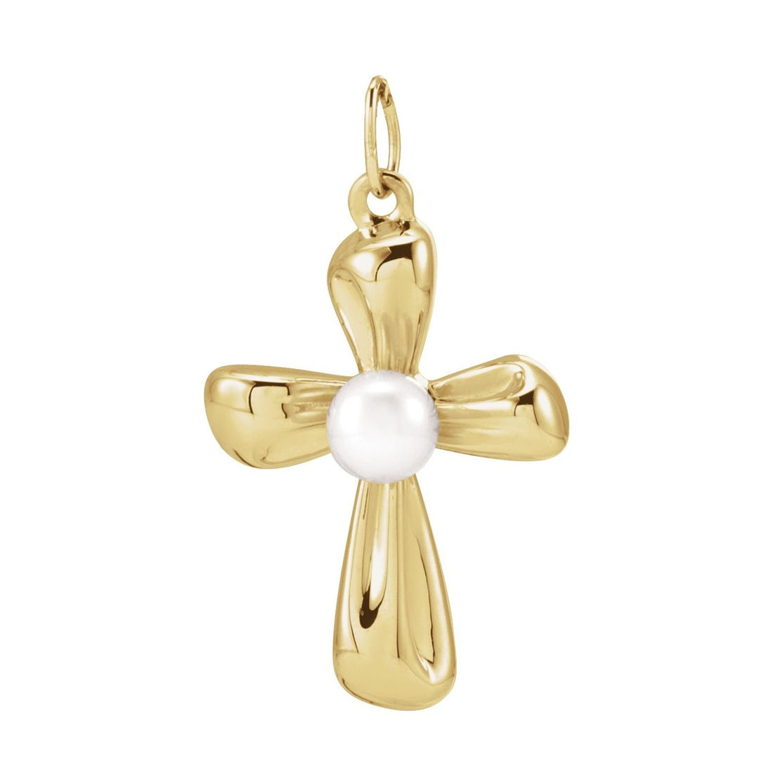 pearl cross pendant in 14k Yellow Gold