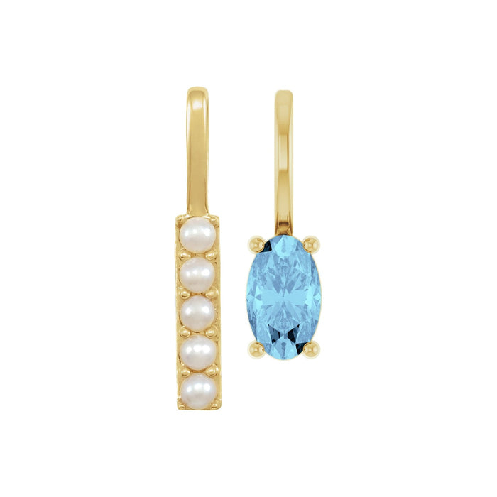 Pearl Initial Necklace with Birthstone in 14K Yellow Gold