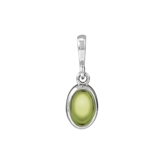 Cabochon Peridot Pendant in 14K White Gold