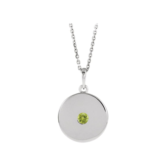 Peridot Disc Pendant in 14K White Gold