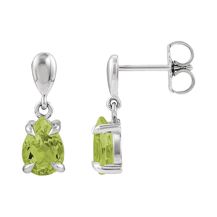 Peridot drop earrings in Platinum