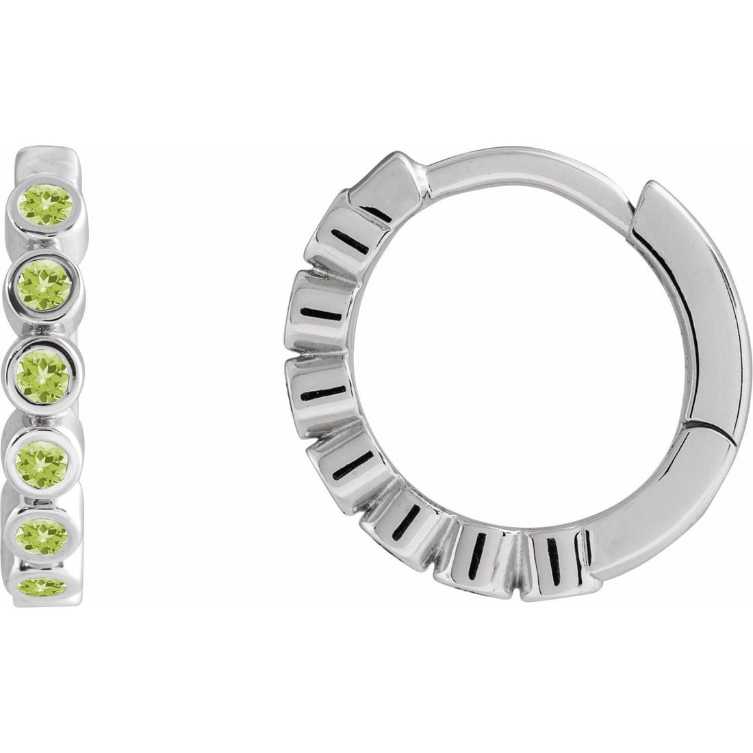 peridot hoop earrings in sterling silver in Sterling Silver