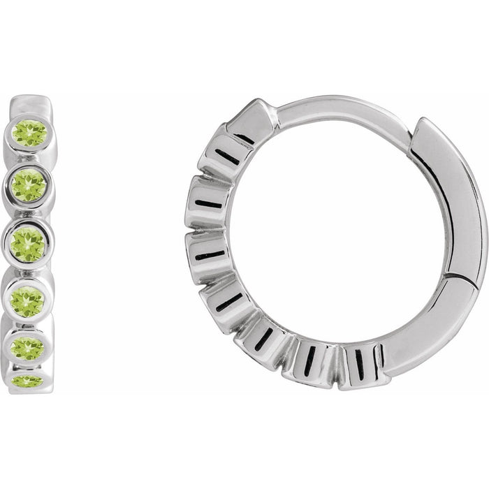 peridot hoop earrings in sterling silver in Sterling Silver