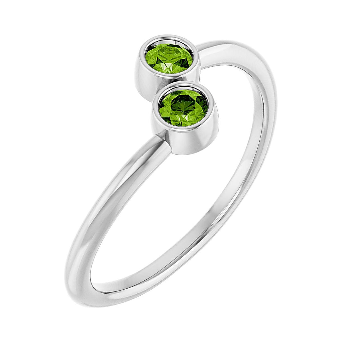 Peridot toi et moi two-stone ring in 14K White Gold