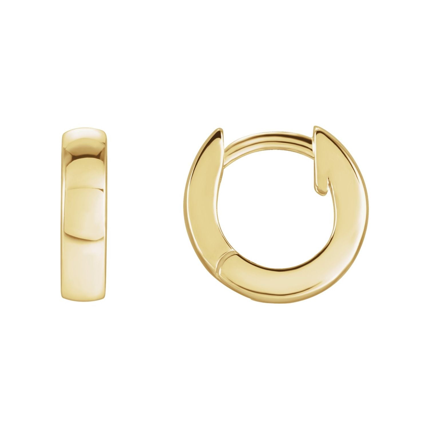 14K Yellow Gold Petite 9.5 mm hinged gold hoop earrings