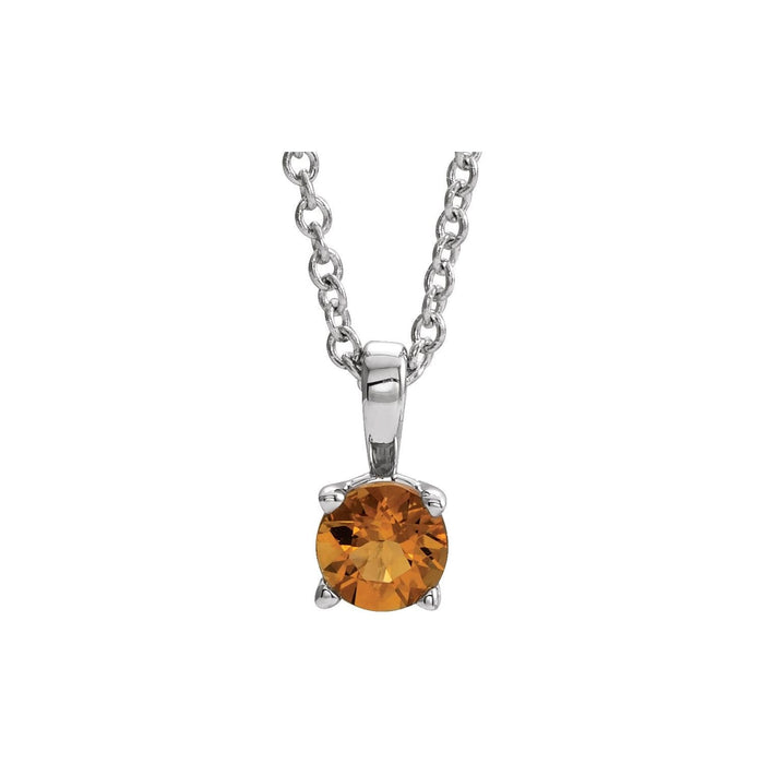 Petite Citrine Pendant in 14K White Gold