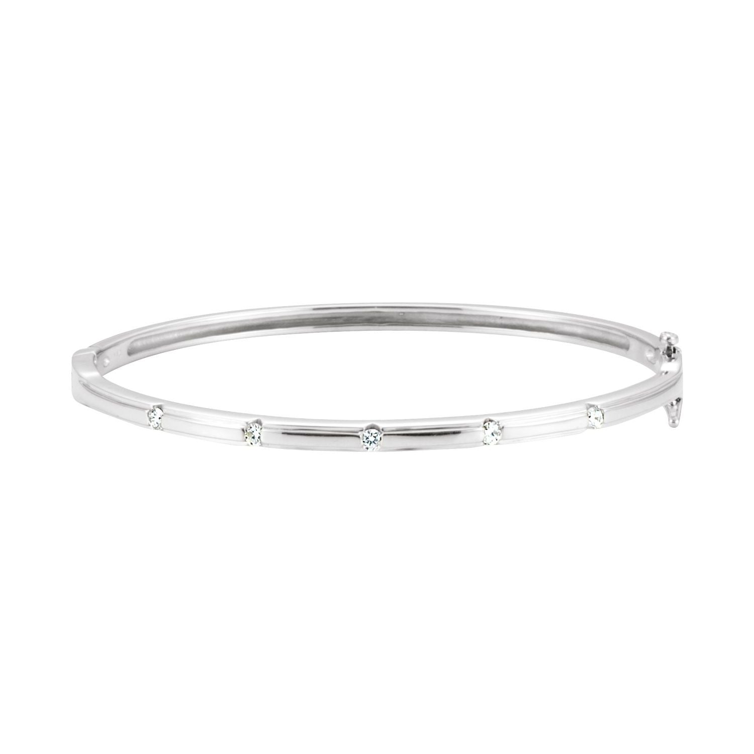Petite Diamond Bangle Bracelet in White Gold
