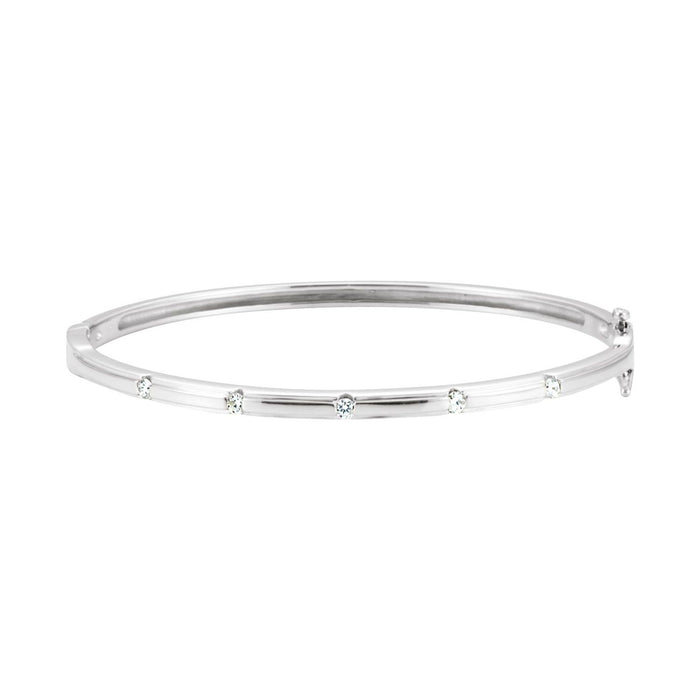 Petite Diamond Bangle Bracelet in White Gold