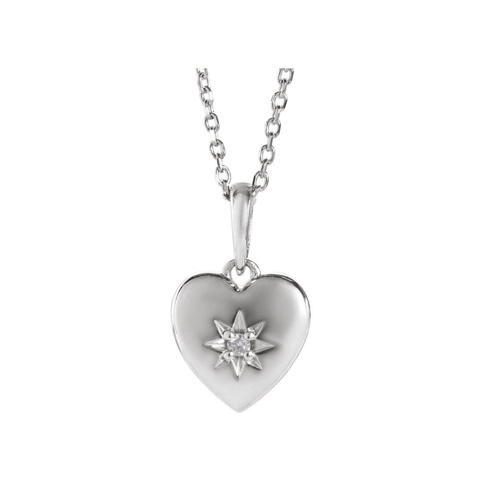 Petite Diamond Heart Pendant in 14K White Gold