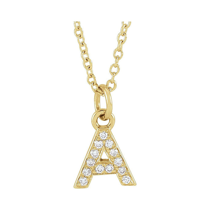 Petite Initial Necklace, letter A, 14K Yellow Gold