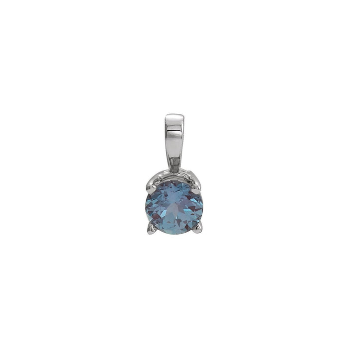 Petite Solitaire Lab-Grown Alexandrite Pendant in 14K White Gold