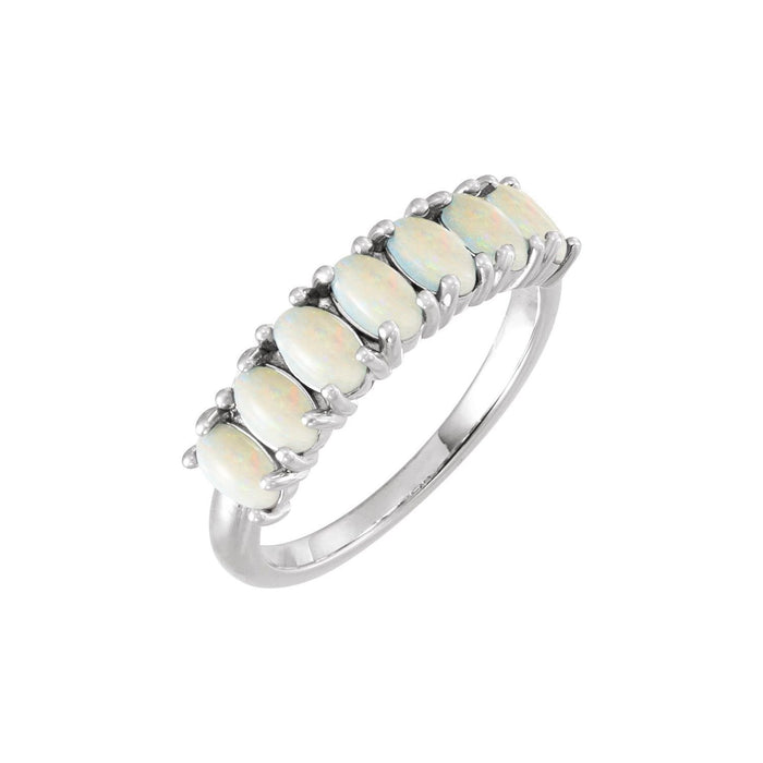 petite oval white opal ring in Sterling Silver