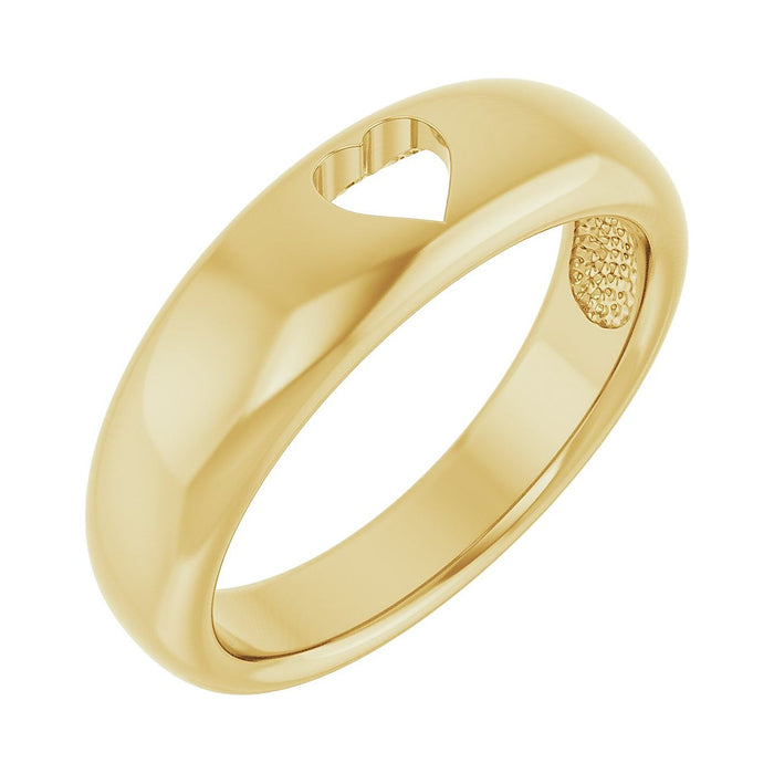 pierced heart promise ring in 14k yellow gold