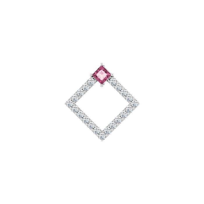 Diamond Statement Pink Tourmaline Pendant in 14K White Gold