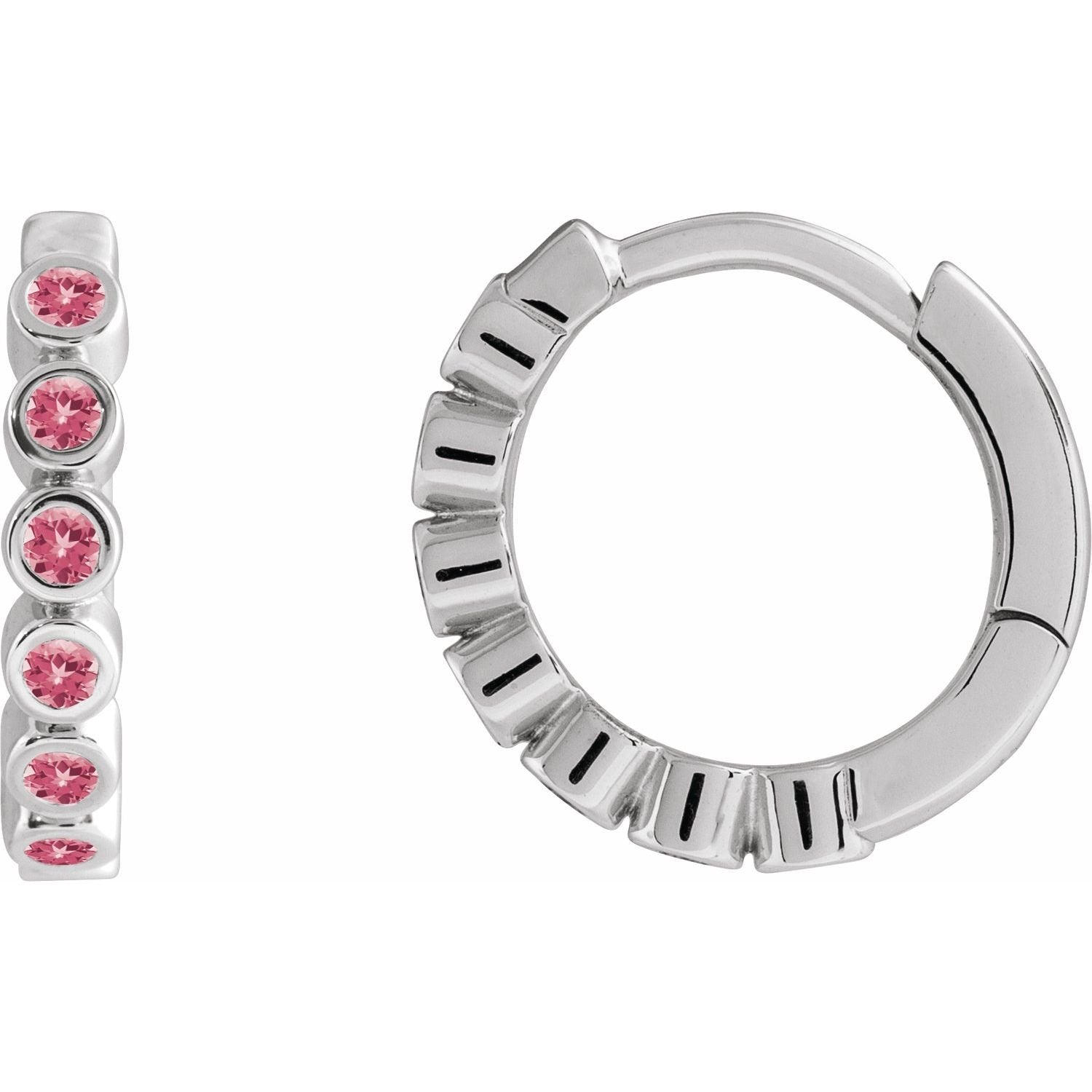 pink tourmaline hoop earrings in sterling silver in Sterling Silver