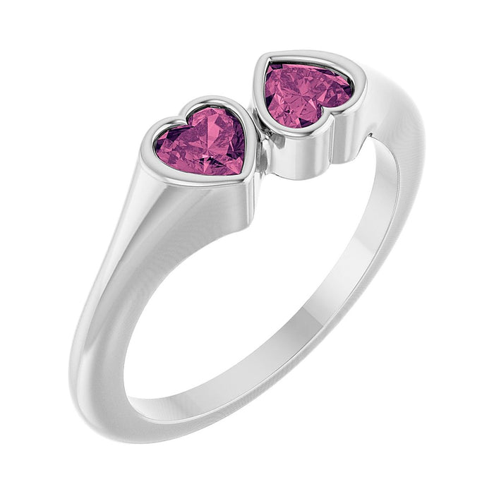 Pink Tourmaline toi et moi two-stone ring in Platinum