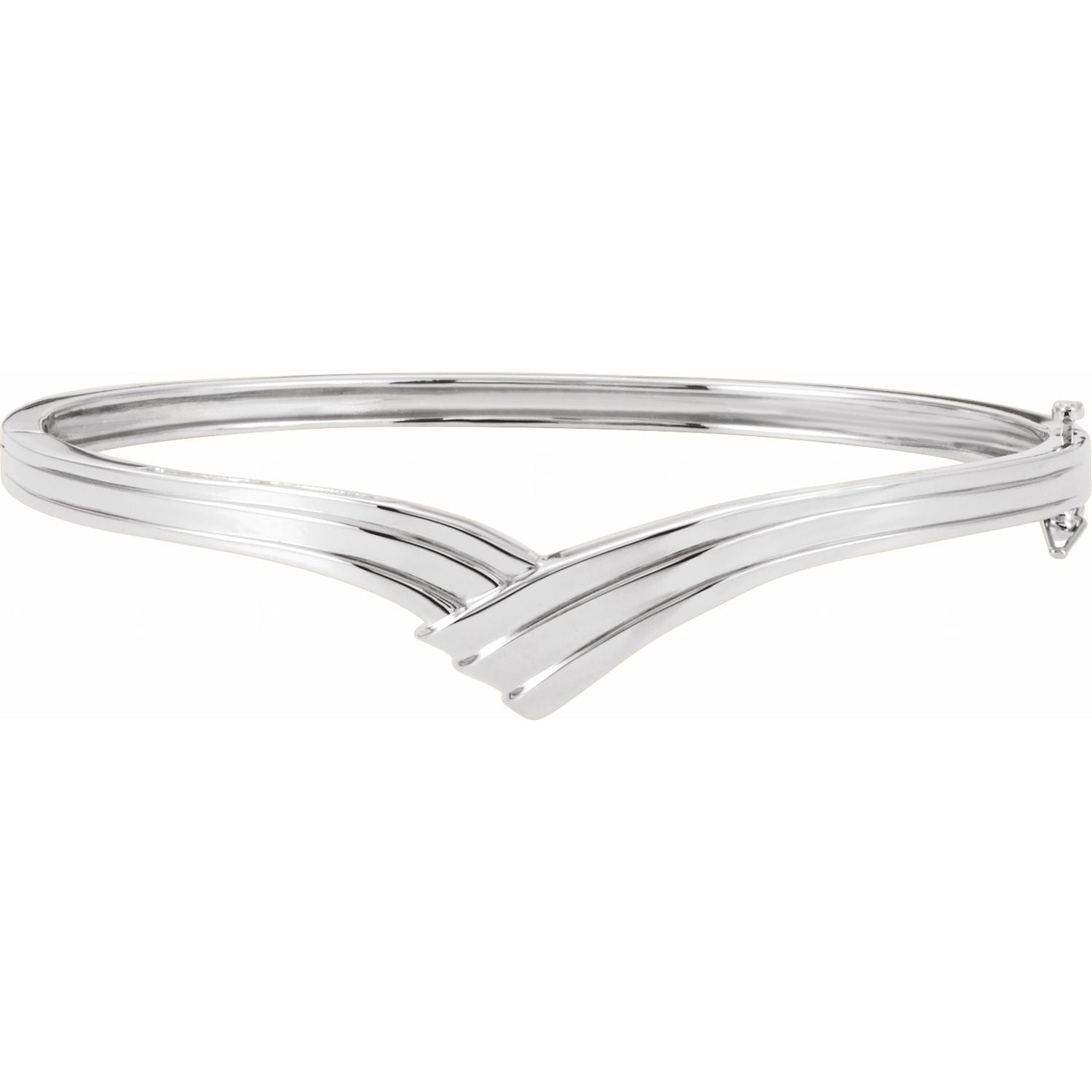 Polished Hinged Bangle Bracelet in White Gold