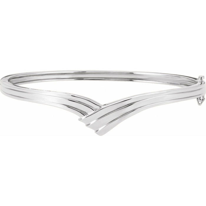 Polished Hinged Bangle Bracelet in White Gold