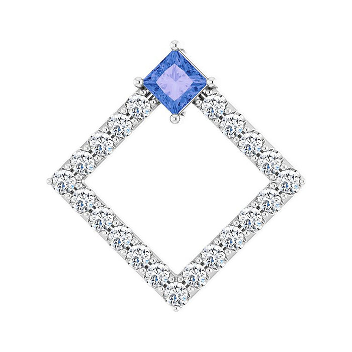 Princess-Cut Diamond Tanzanite Necklace in 14K White Gold