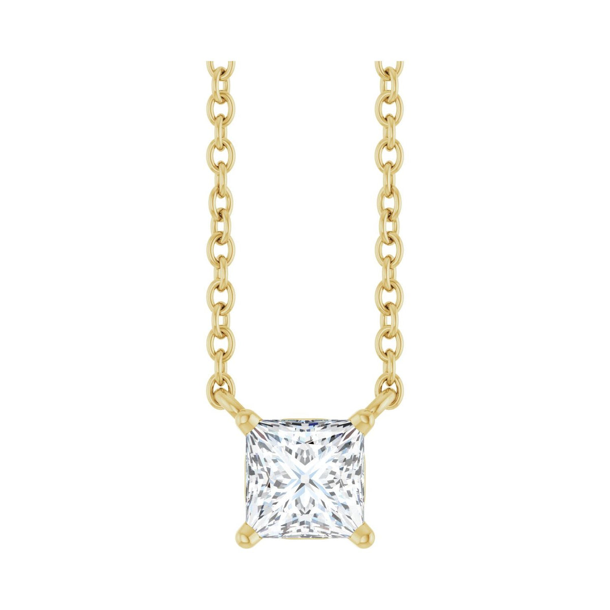 Princess-Cut Lab-Grown Diamond Solitaire Necklace, 3/8 ct, in 14K Yellow Gold