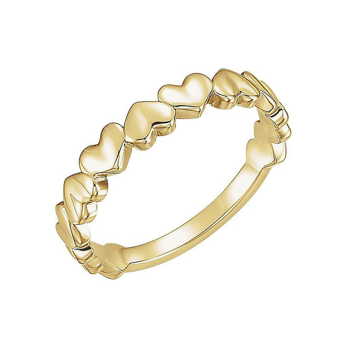 puffed heart band promise ring in 14k yellow gold