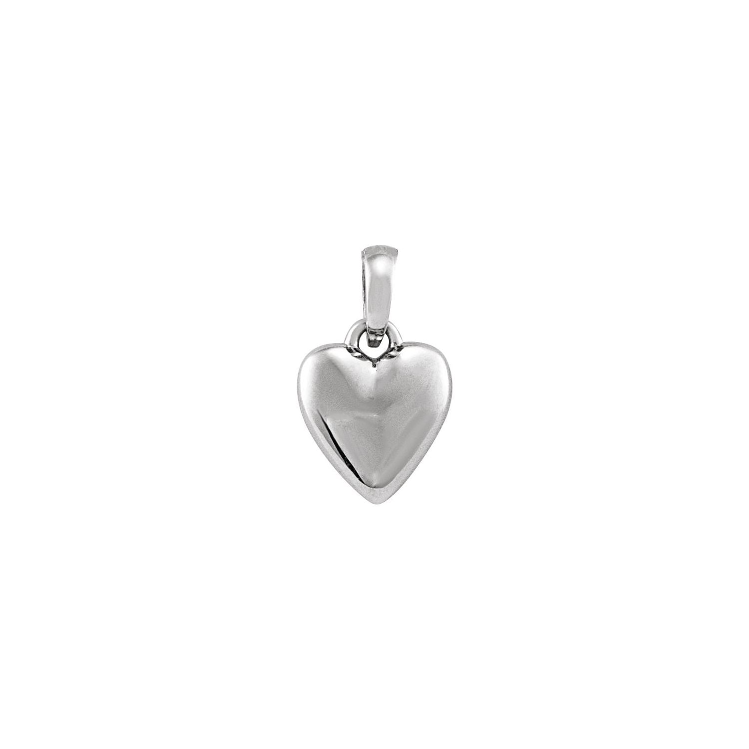 14K White Gold Puffed Heart Necklace